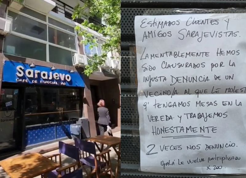 Lo que faltaba: clausuran un café por tener cuatro mesas en la vereda