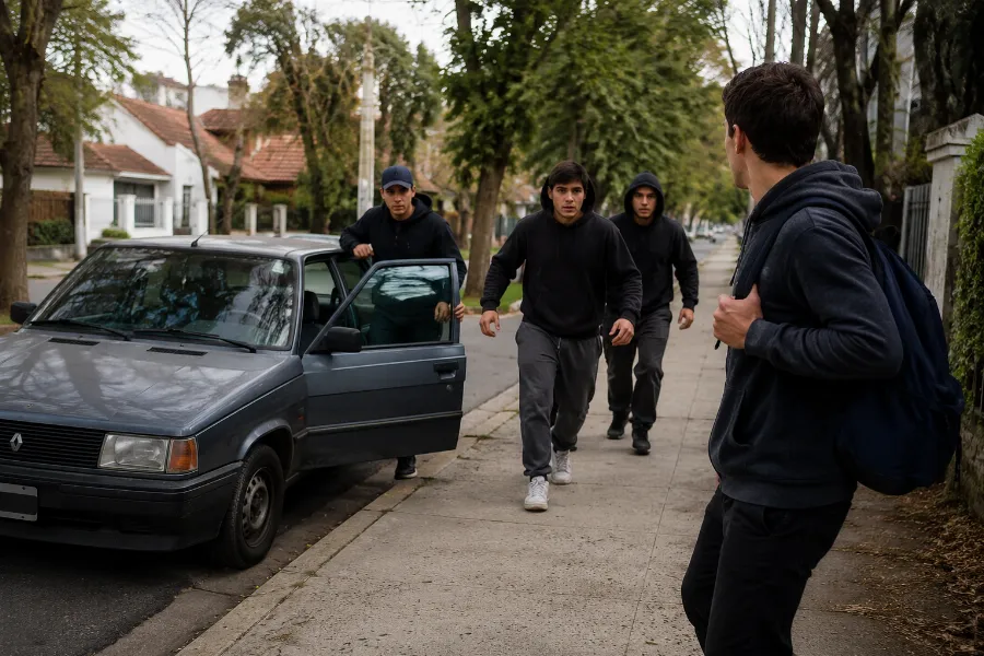 VIDEO | Asaltaron a un joven en Gonnet, escaparon en un auto robado y terminaron detenidos tras una persecución