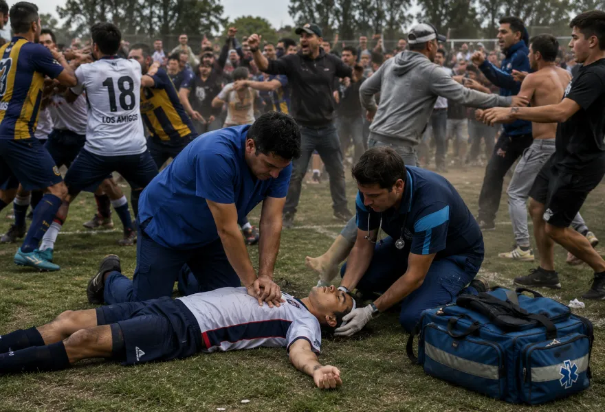 VIDEO | La Liga Regional de Fútbol Amistad terminó a las trompadas en Ensenada: un futbolista quedó desmayado y lo tuvieron que reanimar