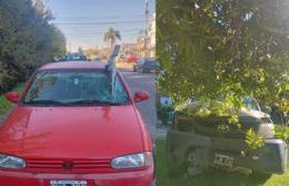 VIDEO | Chocó contra un poste y una luminaria cayó sobre otro auto que circulaba por el lugar